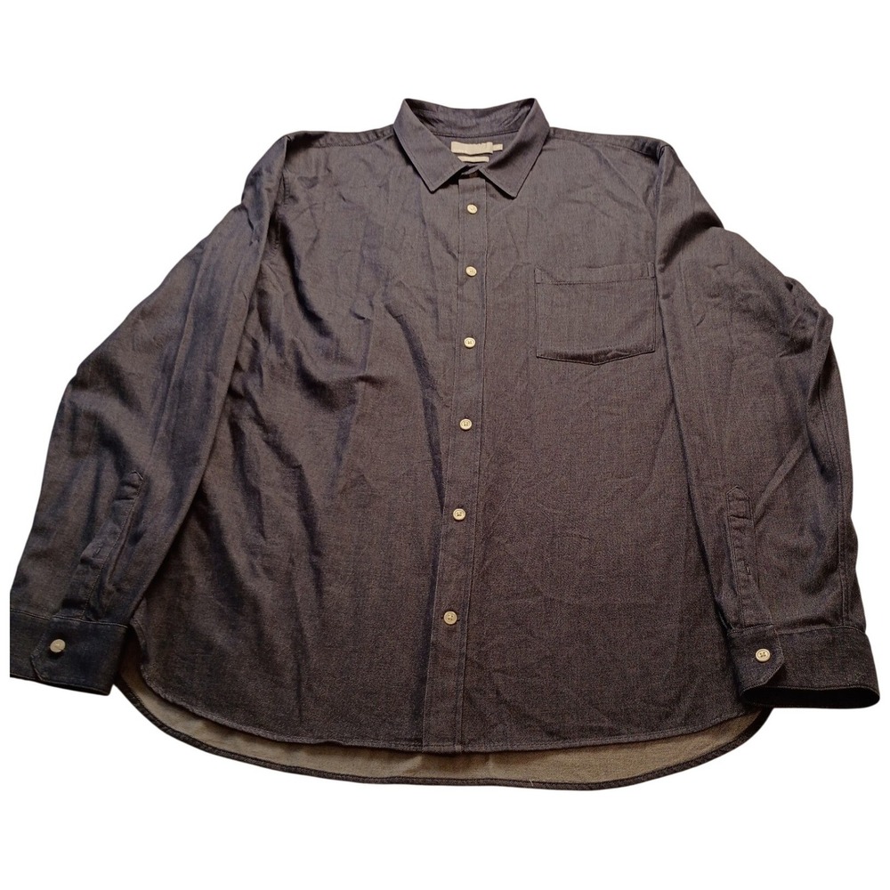 Vince Button Down Men's Classic Fit Twill Long Sleeve XXL Navy Blue Luxury Shirt